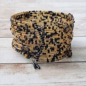 Vintage Bracelet / Bangle / Cuff Spotted Beaded Wrap Design